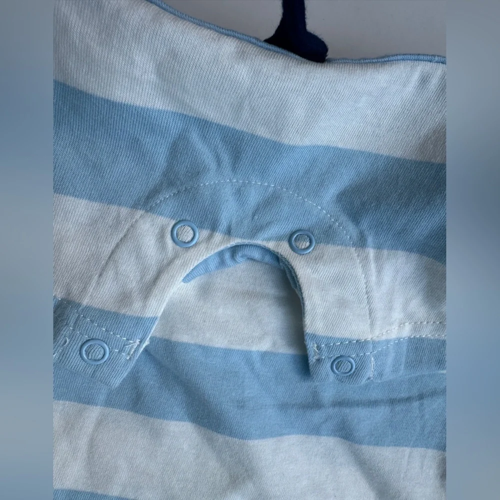 NWT Carter's Baby Boy Blue Striped Whale Snap Shorts Hooded One Piece 12 Months